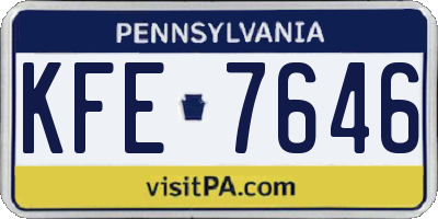 PA license plate KFE7646