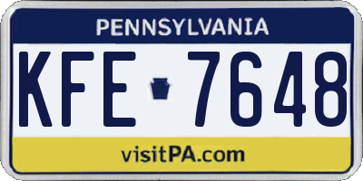 PA license plate KFE7648