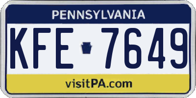 PA license plate KFE7649