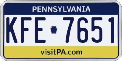 PA license plate KFE7651