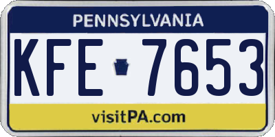 PA license plate KFE7653