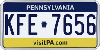 PA license plate KFE7656