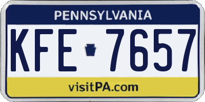 PA license plate KFE7657