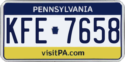 PA license plate KFE7658