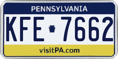 PA license plate KFE7662