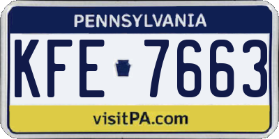 PA license plate KFE7663