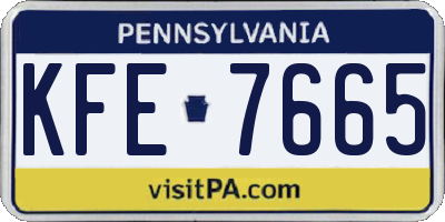 PA license plate KFE7665