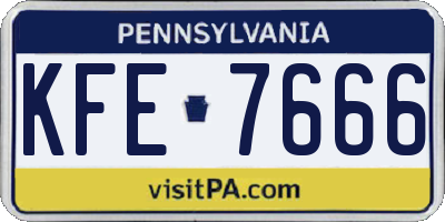 PA license plate KFE7666