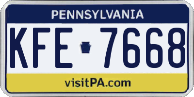 PA license plate KFE7668