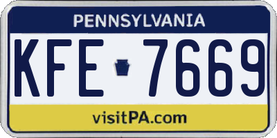 PA license plate KFE7669