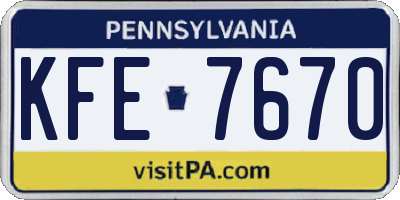 PA license plate KFE7670