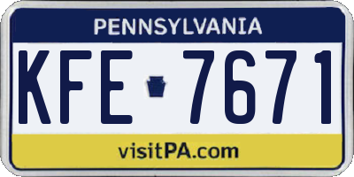 PA license plate KFE7671