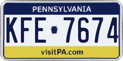 PA license plate KFE7674