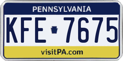PA license plate KFE7675
