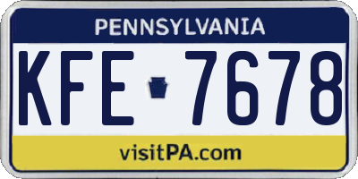 PA license plate KFE7678