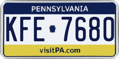PA license plate KFE7680