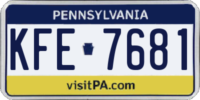 PA license plate KFE7681