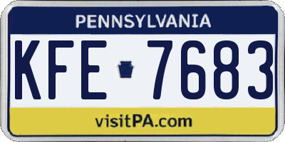 PA license plate KFE7683