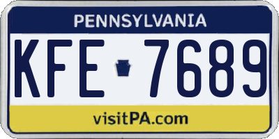PA license plate KFE7689
