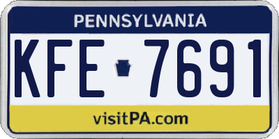 PA license plate KFE7691