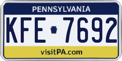 PA license plate KFE7692