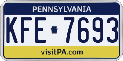 PA license plate KFE7693