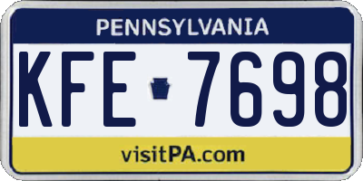 PA license plate KFE7698