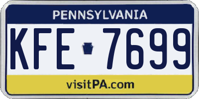 PA license plate KFE7699