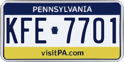 PA license plate KFE7701