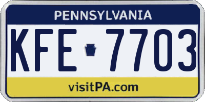 PA license plate KFE7703