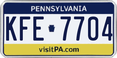 PA license plate KFE7704