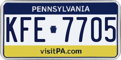 PA license plate KFE7705