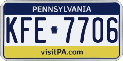 PA license plate KFE7706