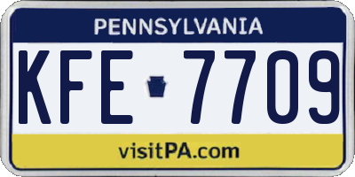 PA license plate KFE7709