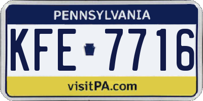 PA license plate KFE7716