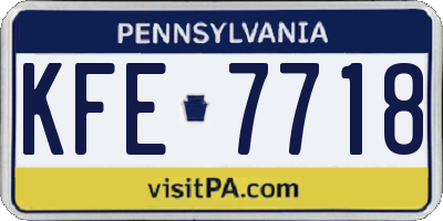 PA license plate KFE7718