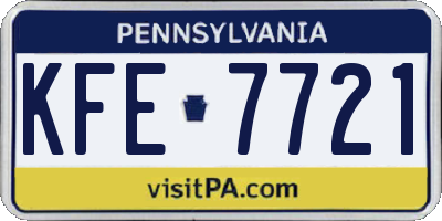 PA license plate KFE7721