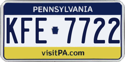 PA license plate KFE7722