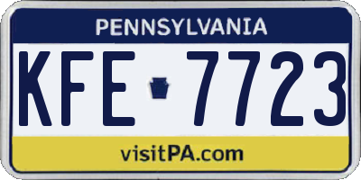 PA license plate KFE7723