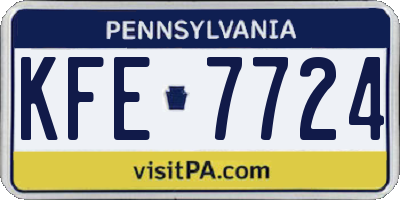 PA license plate KFE7724
