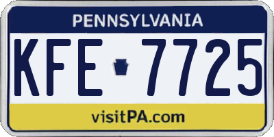 PA license plate KFE7725