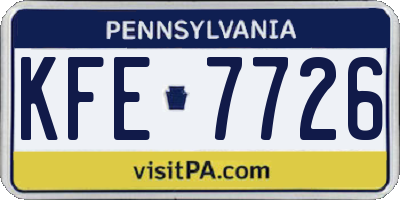PA license plate KFE7726