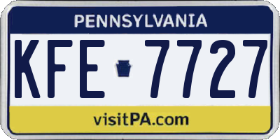 PA license plate KFE7727