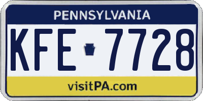 PA license plate KFE7728