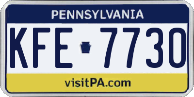 PA license plate KFE7730