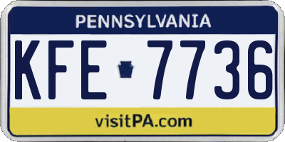 PA license plate KFE7736