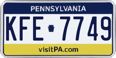 PA license plate KFE7749