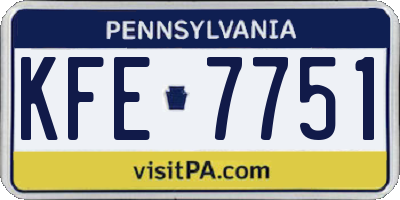PA license plate KFE7751