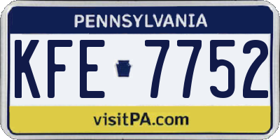 PA license plate KFE7752