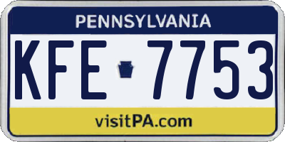 PA license plate KFE7753